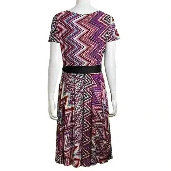 Nina Leonard Checkered Chevron Multicolored Dress - Picture 3 of 11